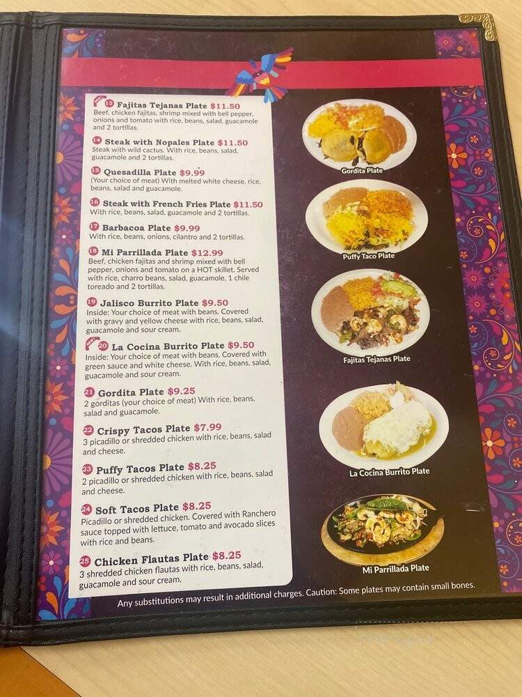 La Cocina Mexicana - San Antonio, TX menu_pic