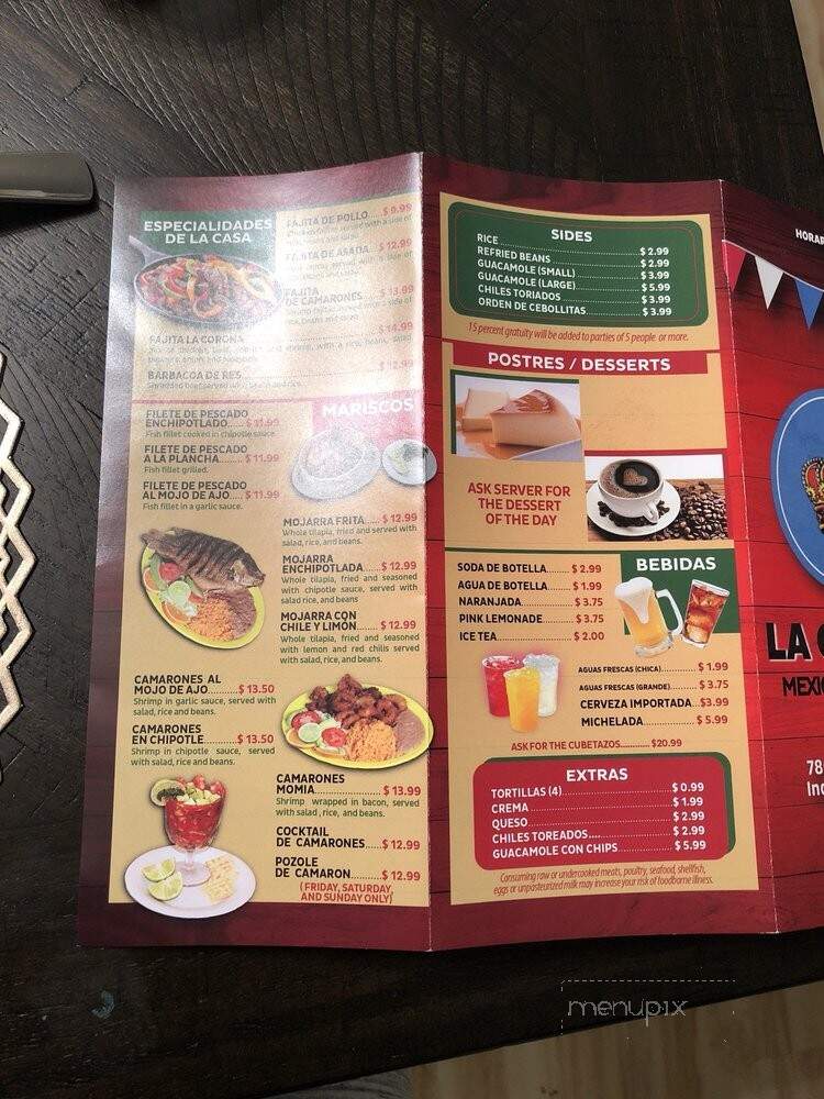 La Corona Restaurant - Indianapolis, IN menu_pic