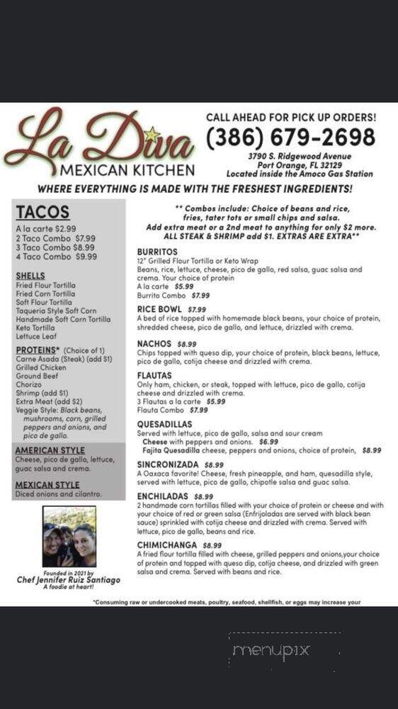 La Diva Mexican Kitchen - Port Orange, FL menu_pic