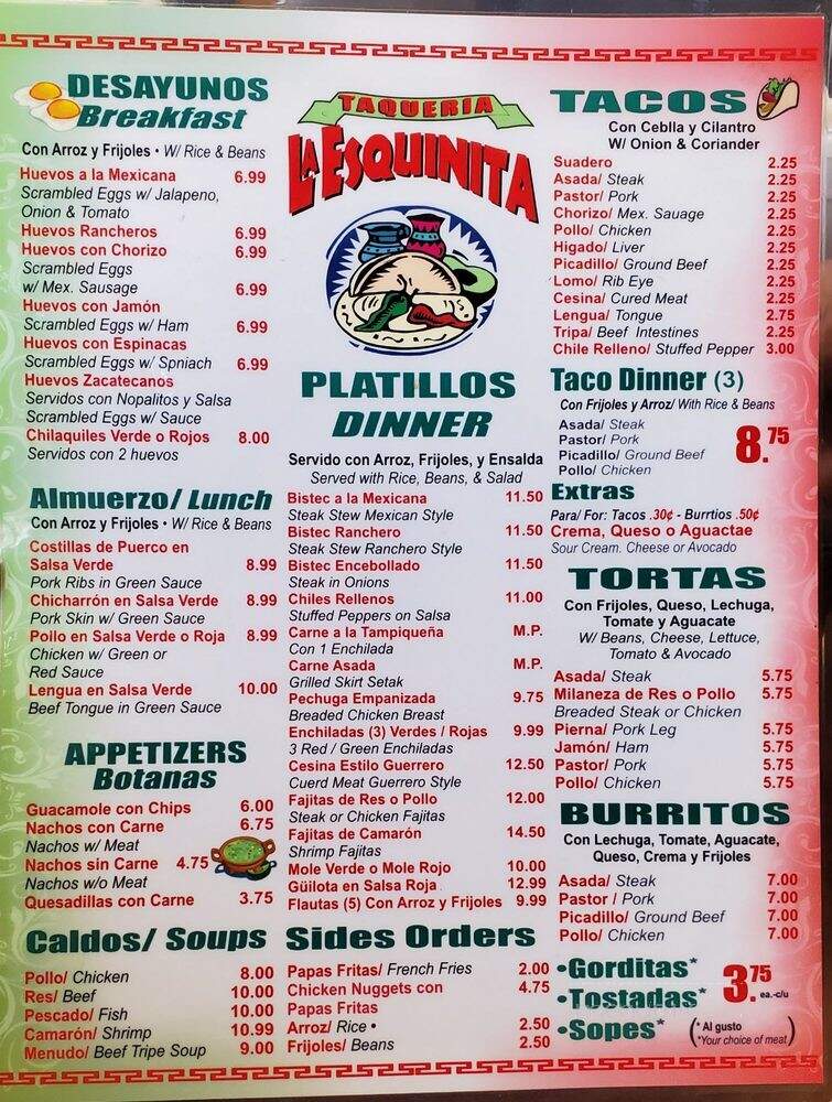 La Esquinita Taqueria - Elmwood Park, IL menu_pic