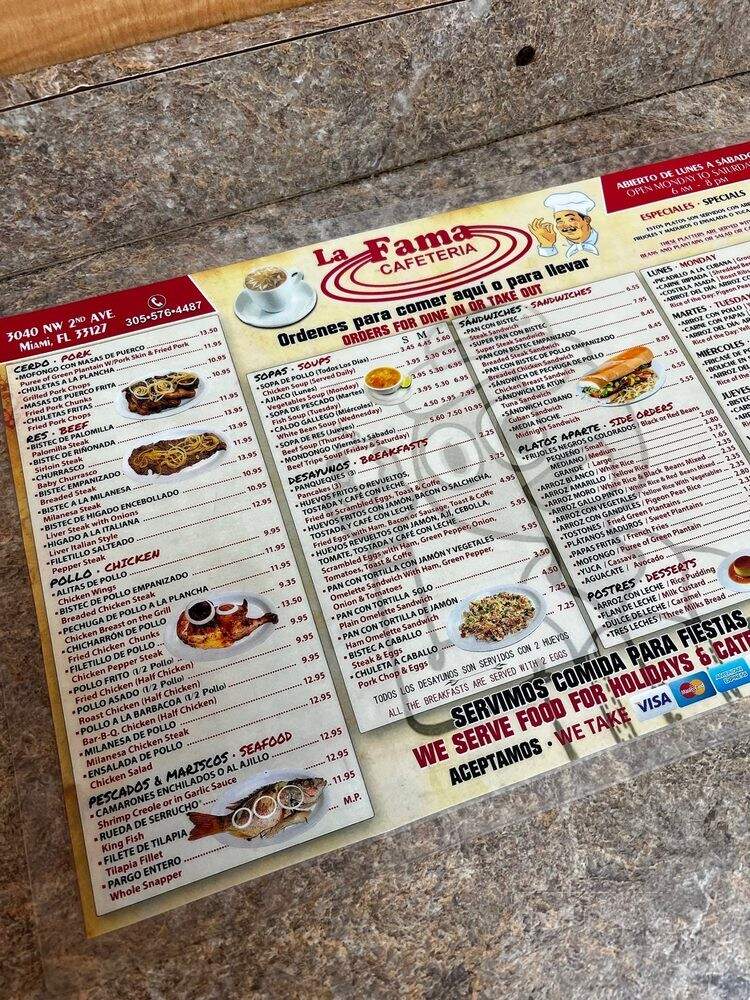 La Famosa Cafeteria - Miami, FL menu_pic