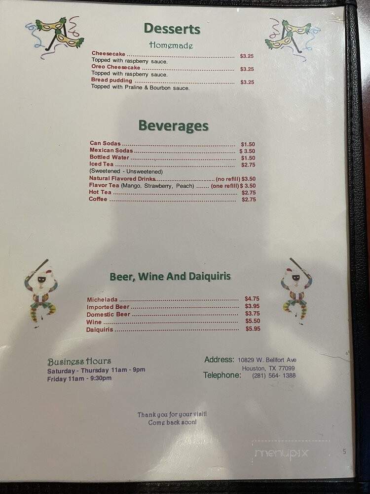 Lafayette Cajun Seafood Restaurant - Houston, TX menu_pic