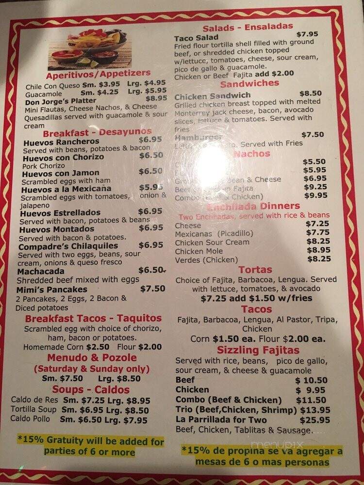 La Flor De Jalisco - Dallas, TX menu_pic