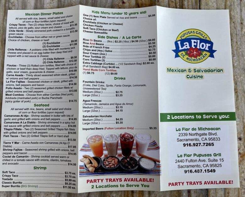 La Flor Puposas Grill - Sacramento, CA menu_pic