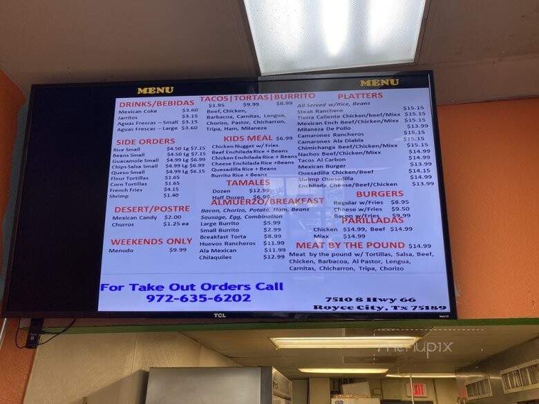 Taqueria La Flora - Royse City, TX menu_pic