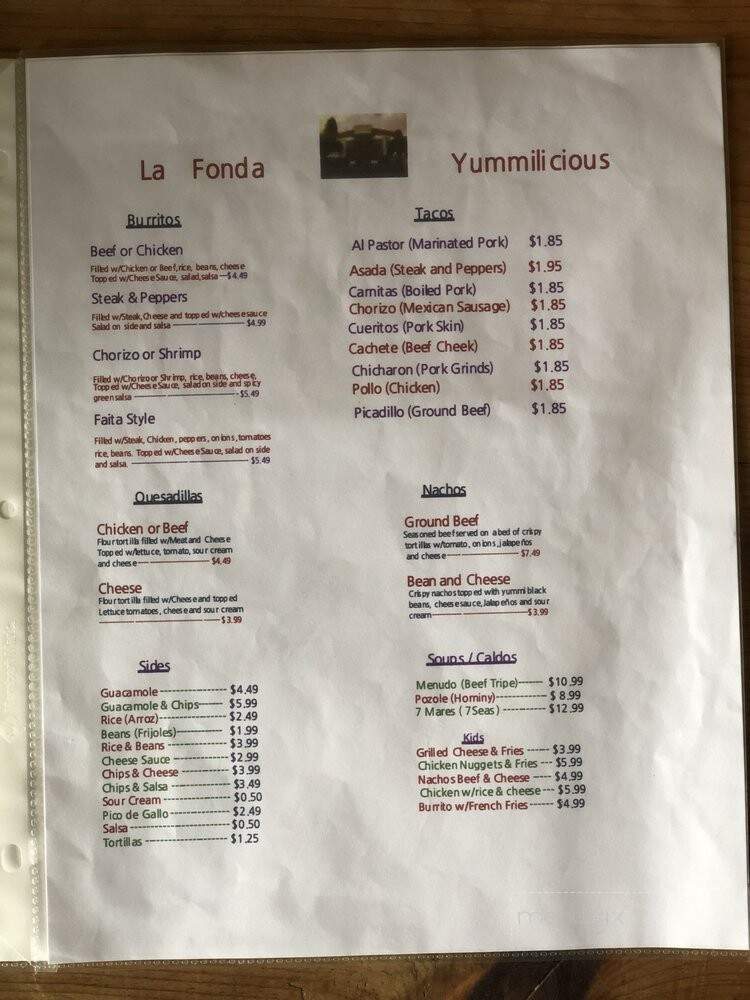 La Fonda Yummilicious - Russell Springs, KY menu_pic