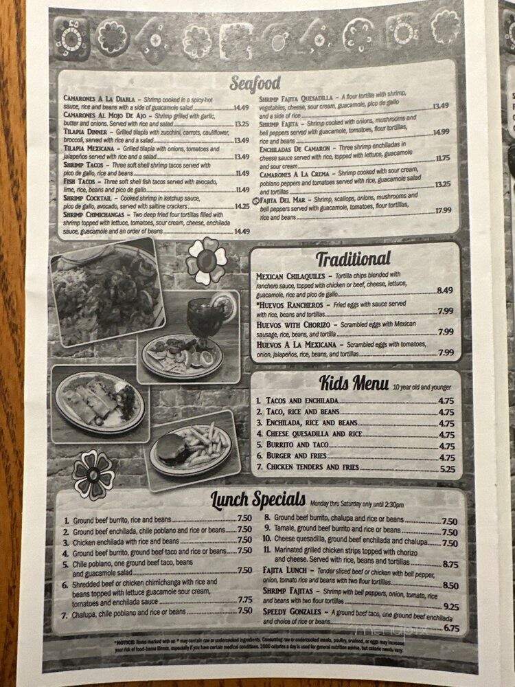 La Fragua Mexican Restaurant - Nevada, OH menu_pic