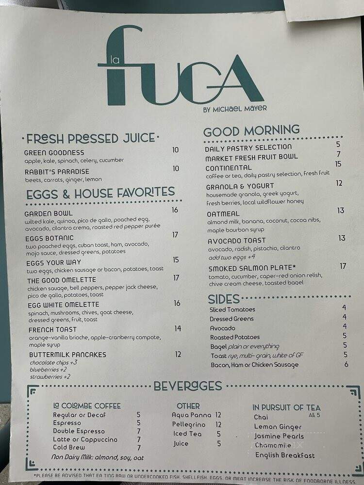 La Fuga - Fort Lauderdale, FL menu_pic