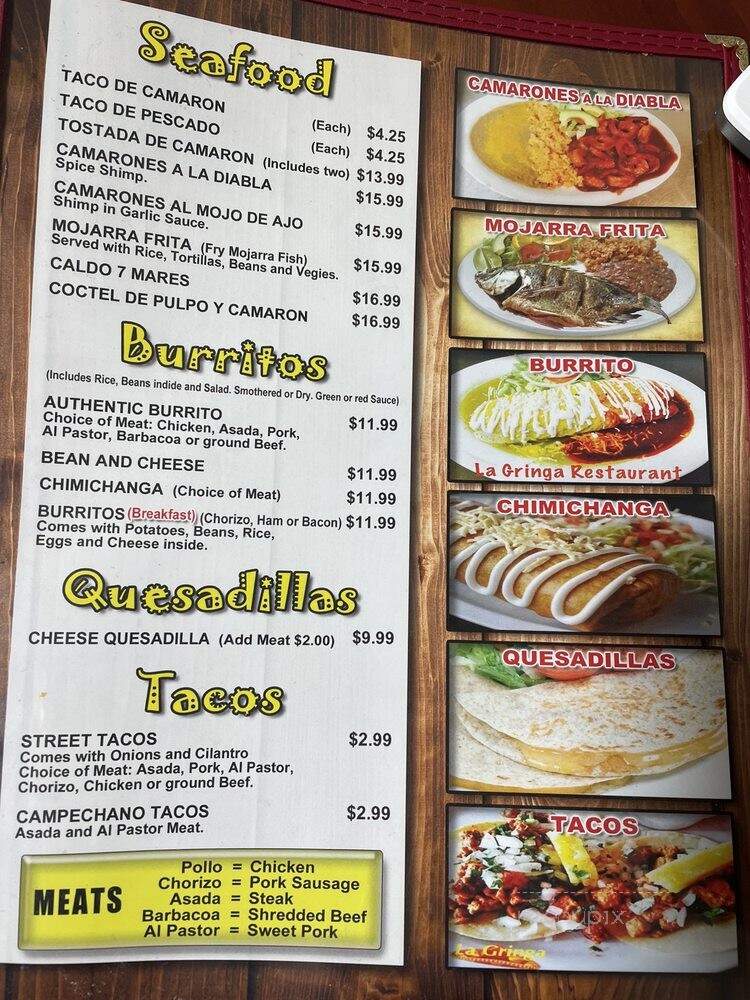 La Gringa Restaurante 2 - Mount Pleasant, UT menu_pic