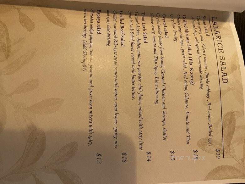 Lalarice Thai Eatery and More - Los Angeles, CA menu_pic
