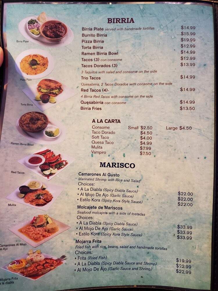 La Llorona Birria and Mariscos Restaurant - Lake Forest, CA menu_pic
