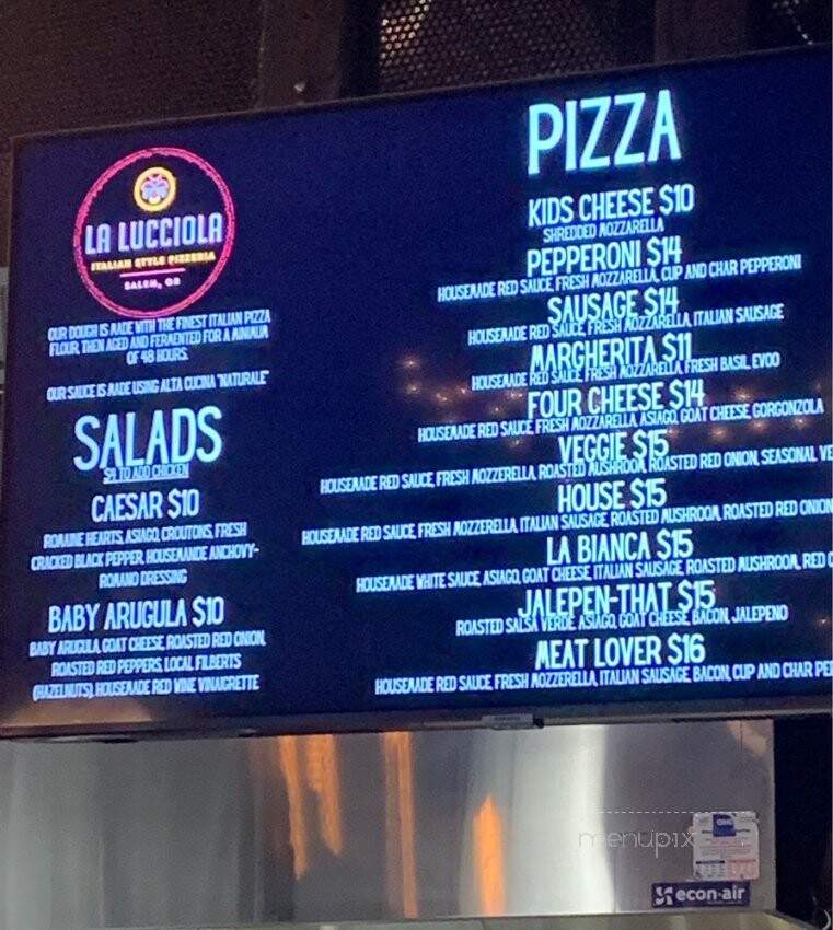 La Lucciola - Salem, OR menu_pic