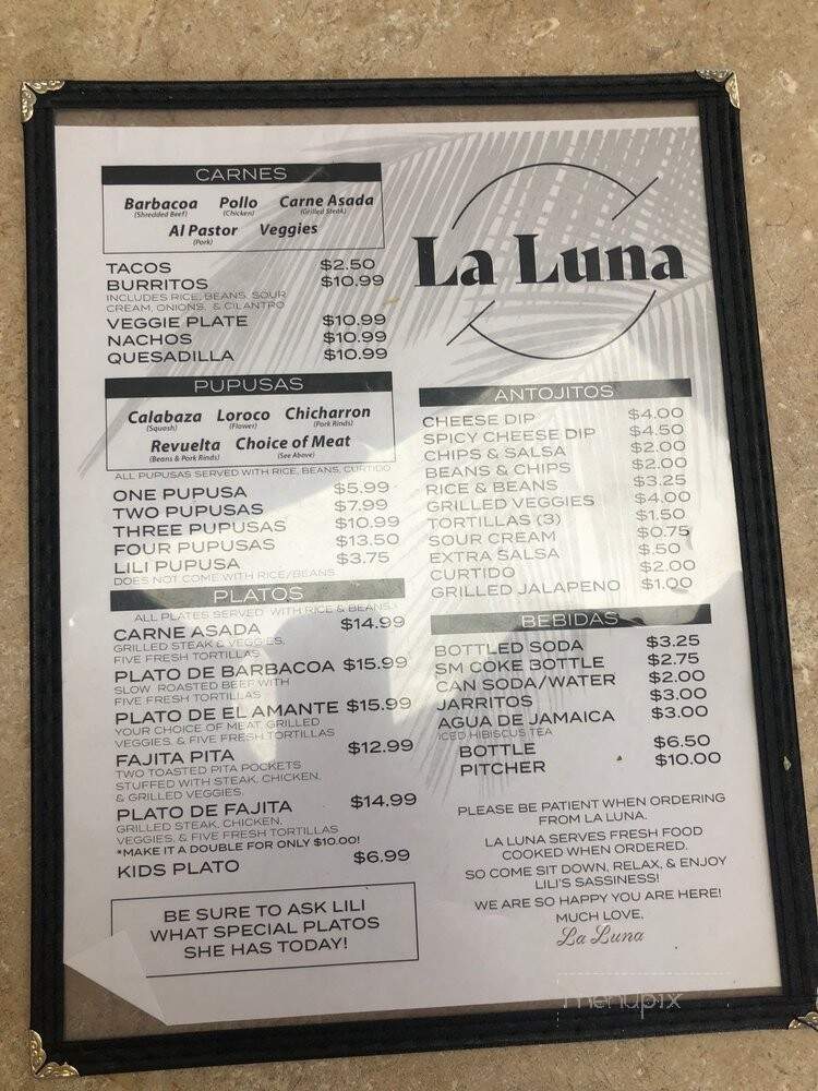 La Luna - Berryville, AR menu_pic