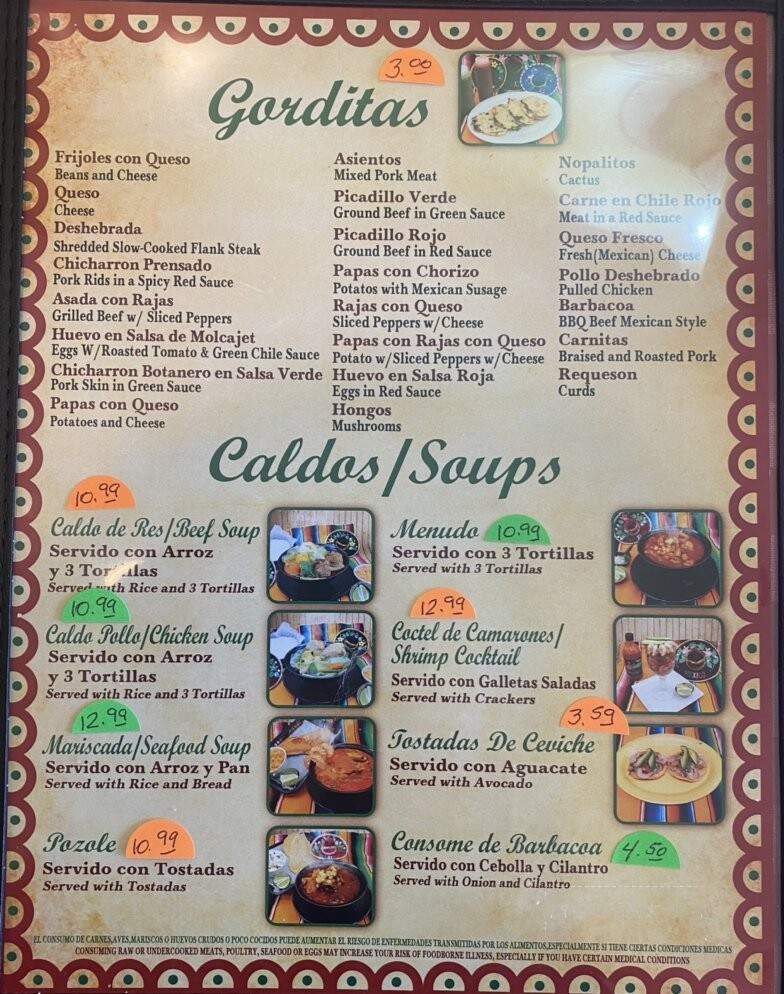 La Malaguena Mexican Grill - Houston, TX menu_pic