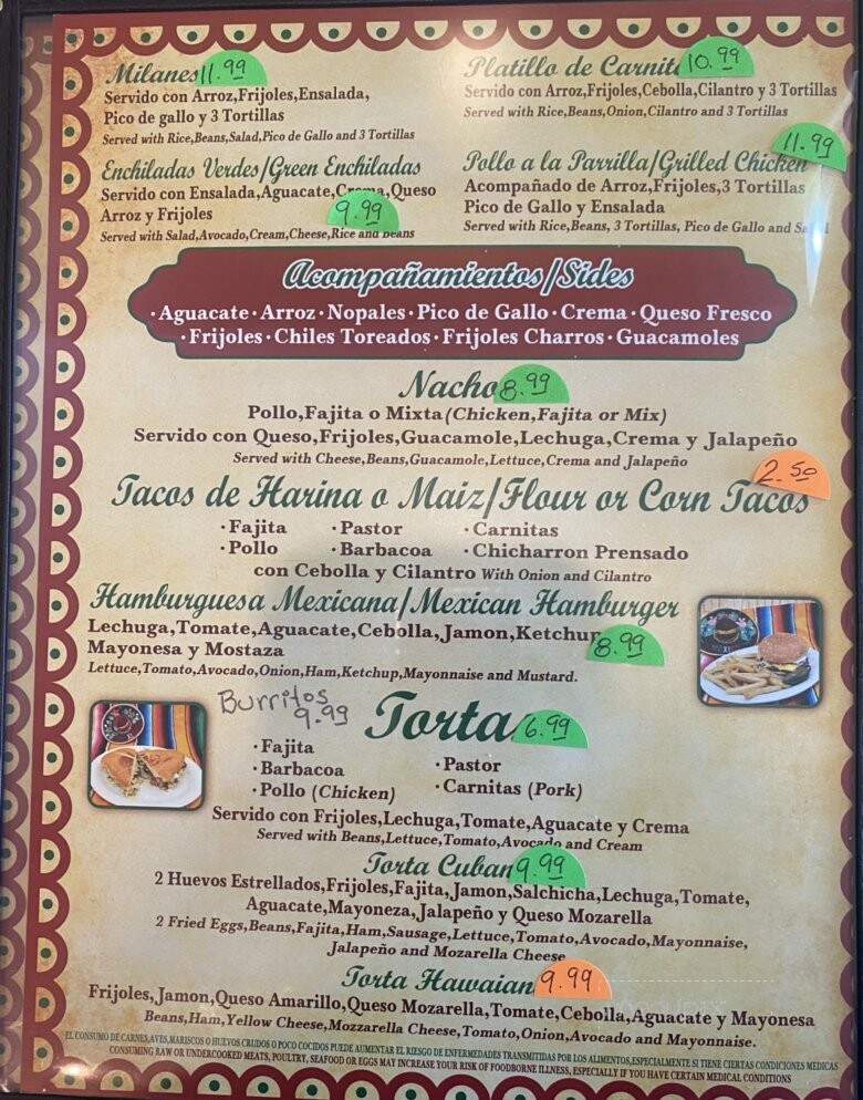 La Malaguena Mexican Grill - Houston, TX menu_pic