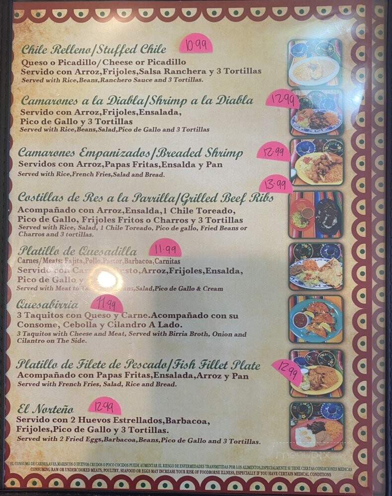 La Malaguena Mexican Grill - Houston, TX menu_pic