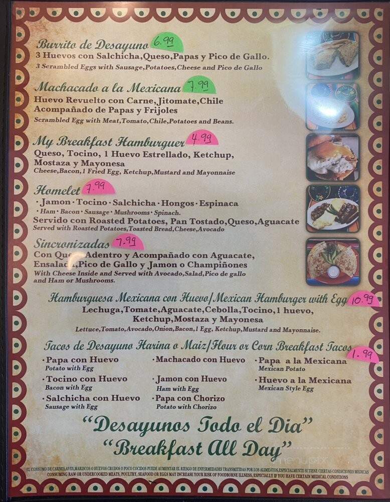 La Malaguena Mexican Grill - Houston, TX menu_pic
