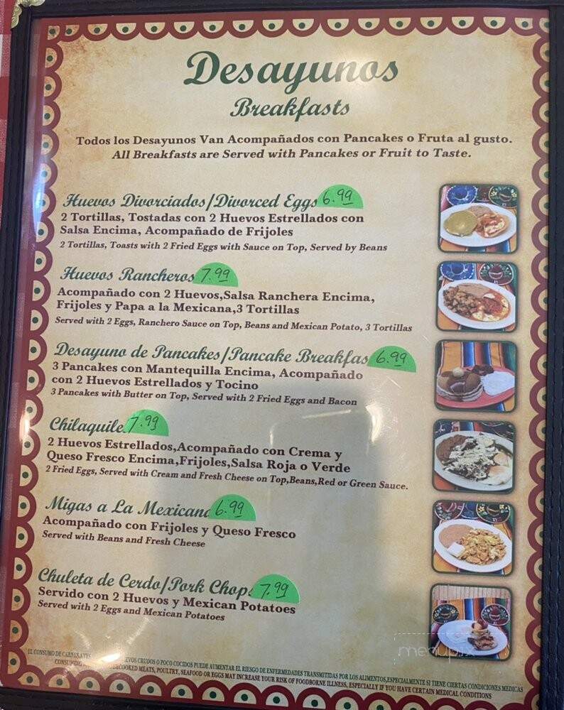 La Malaguena Mexican Grill - Houston, TX menu_pic