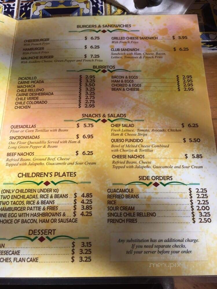 La Malinche - El Paso, TX menu_pic