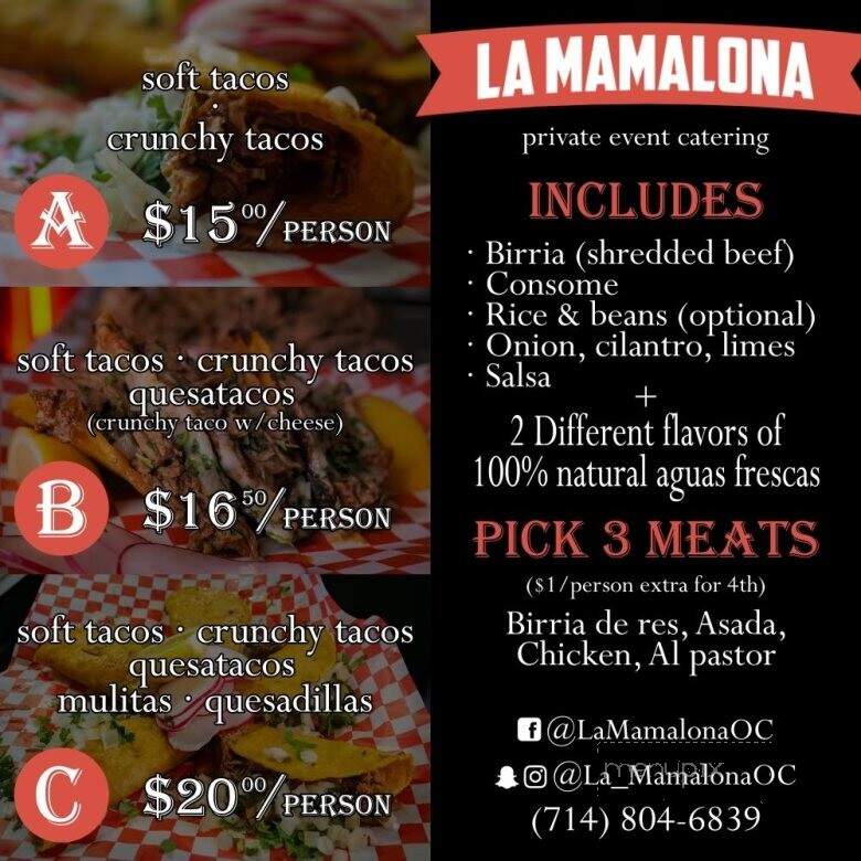 La Mamalona Birria - Santa Ana, CA menu_pic