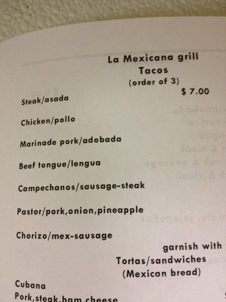 La Mexicanita - Richmond, IN menu_pic