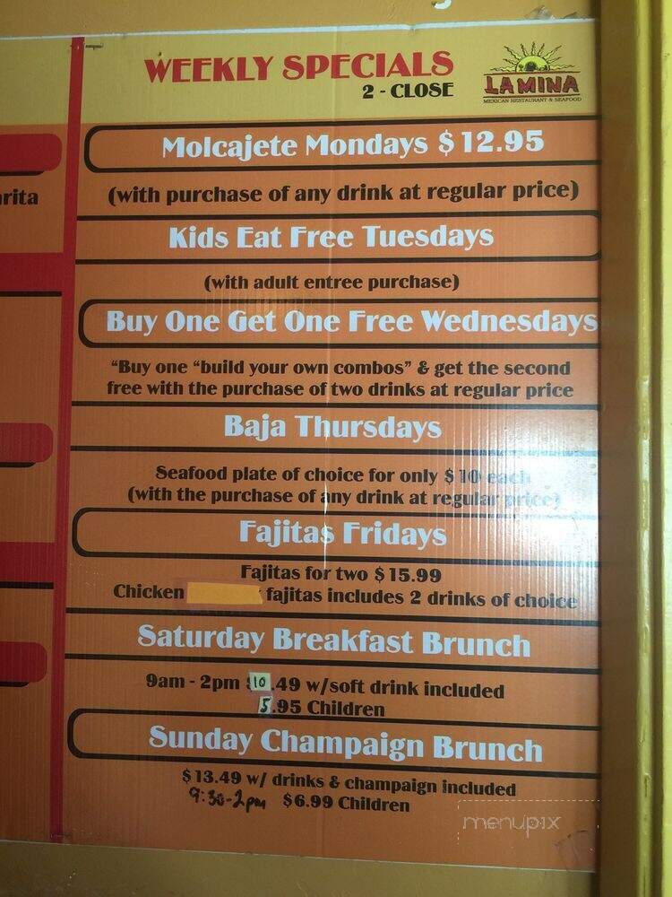 La Mina Mexican Restaurant - Bakersfield, CA menu_pic