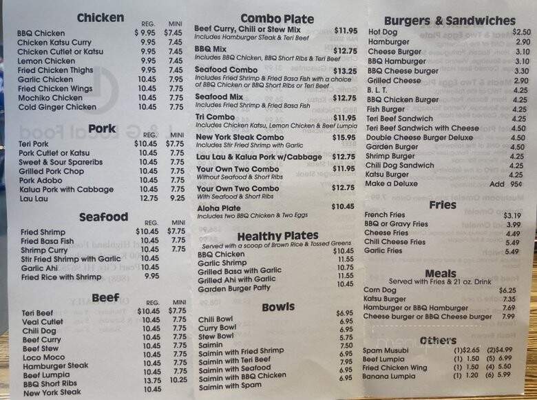 L & G Drive-Inn - Pearl City, HI menu_pic