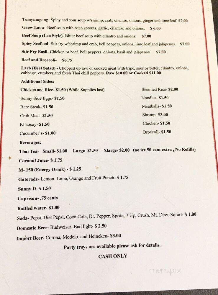 Lao Kitchen - Visalia, CA menu_pic