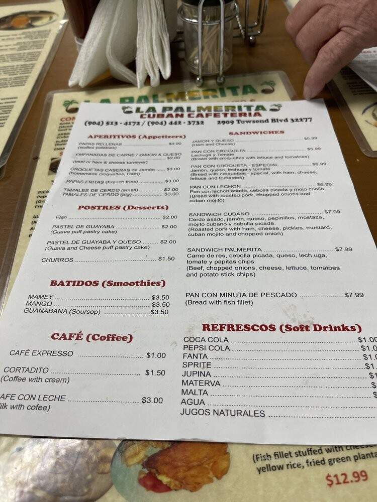 La Palmerita Cuban Cafeteria - Jacksonville, FL menu_pic