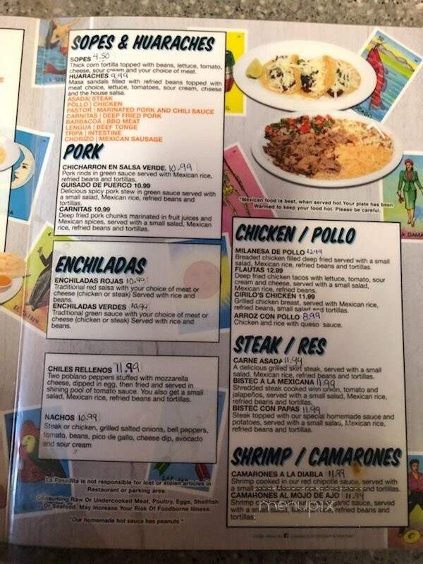 La Pasadida - Charlestown, IN menu_pic