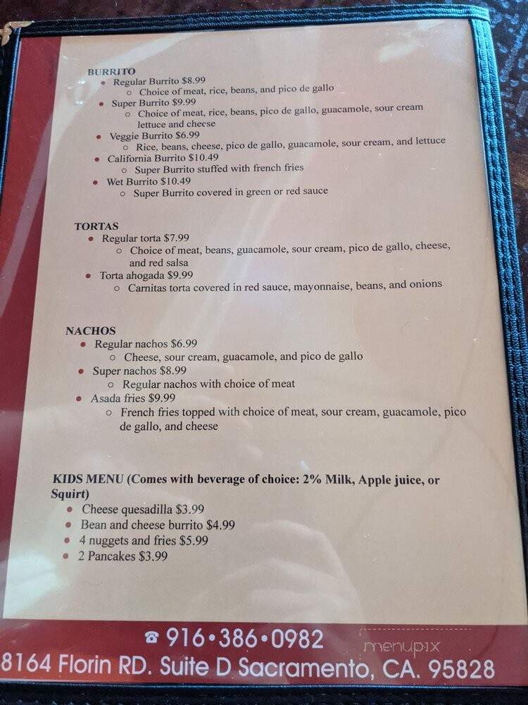 La Placita Restaurant - Sacramento, CA menu_pic