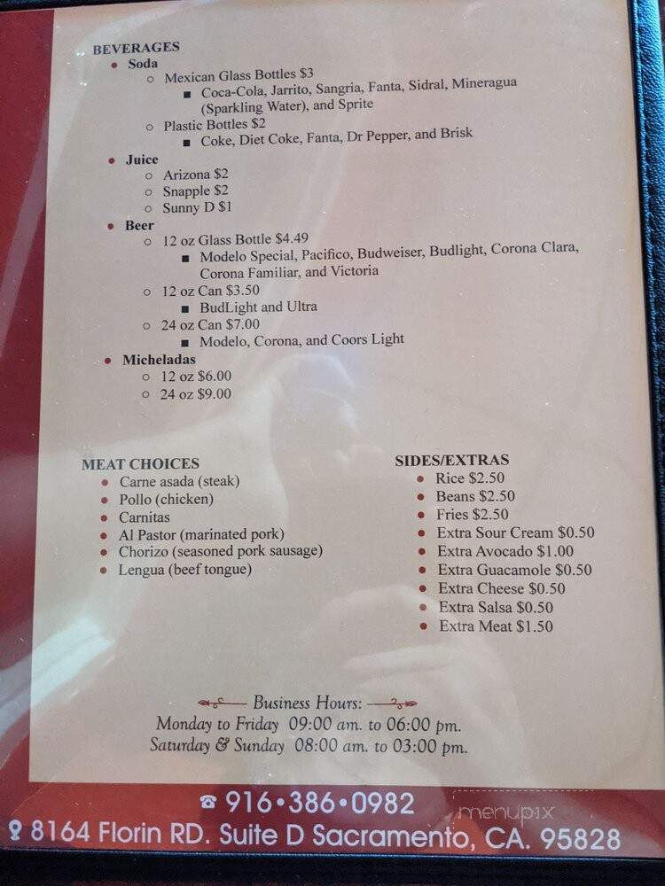 La Placita Restaurant - Sacramento, CA menu_pic