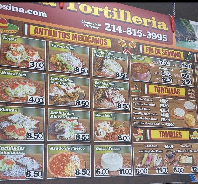 La Potosina Tortilleria - Dallas, TX menu_pic