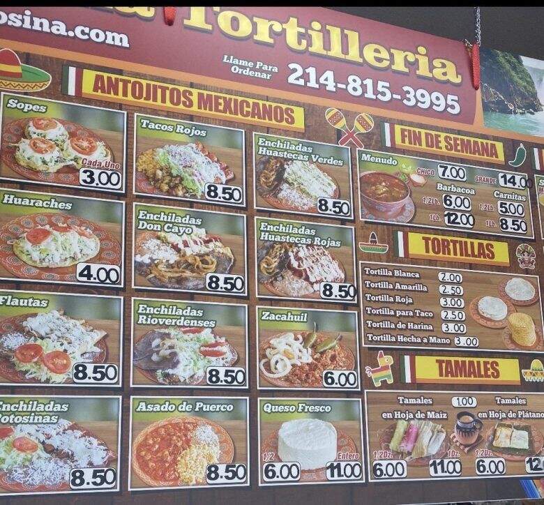 La Potosina Tortilleria - Dallas, TX menu_pic