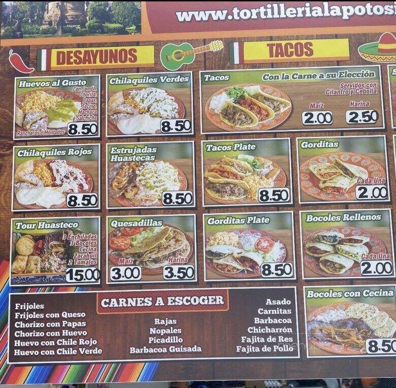 La Potosina Tortilleria - Dallas, TX menu_pic