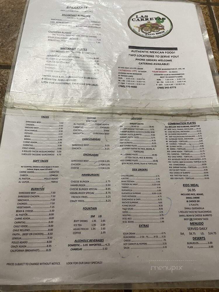 Las Carretas Taco Shop - Palm Desert, CA menu_pic