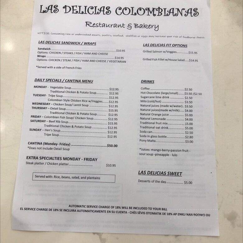 Las Delicias Colombianas - North Miami Beach, FL menu_pic