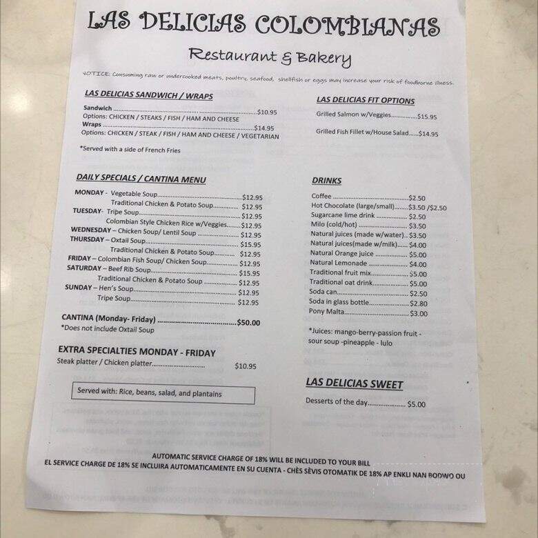 Las Delicias Colombianas - North Miami Beach, FL menu_pic