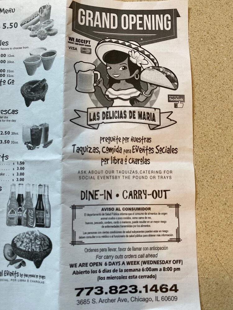 Las Delicias De Maria - Chicago, IL menu_pic