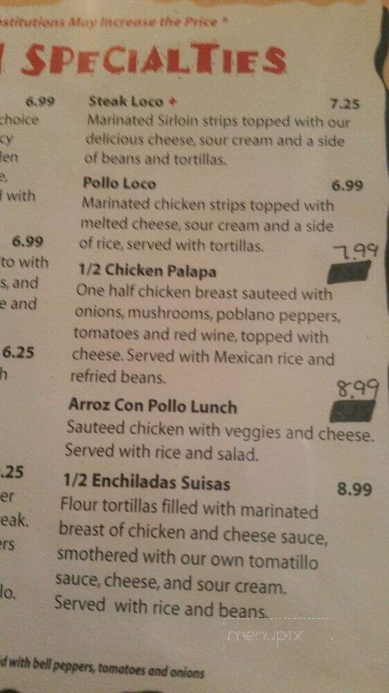Las Margaritas - Cleveland, TN menu_pic