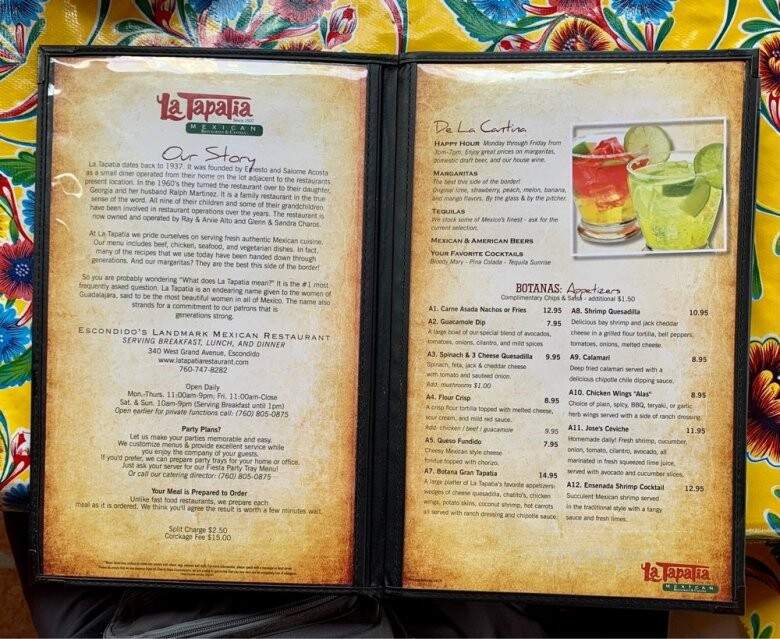 La Tapatia - Escondido, CA menu_pic