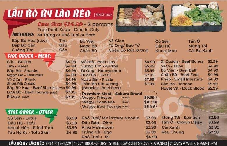 Lau Bo by Lao Beo - Garden Grove, CA menu_pic