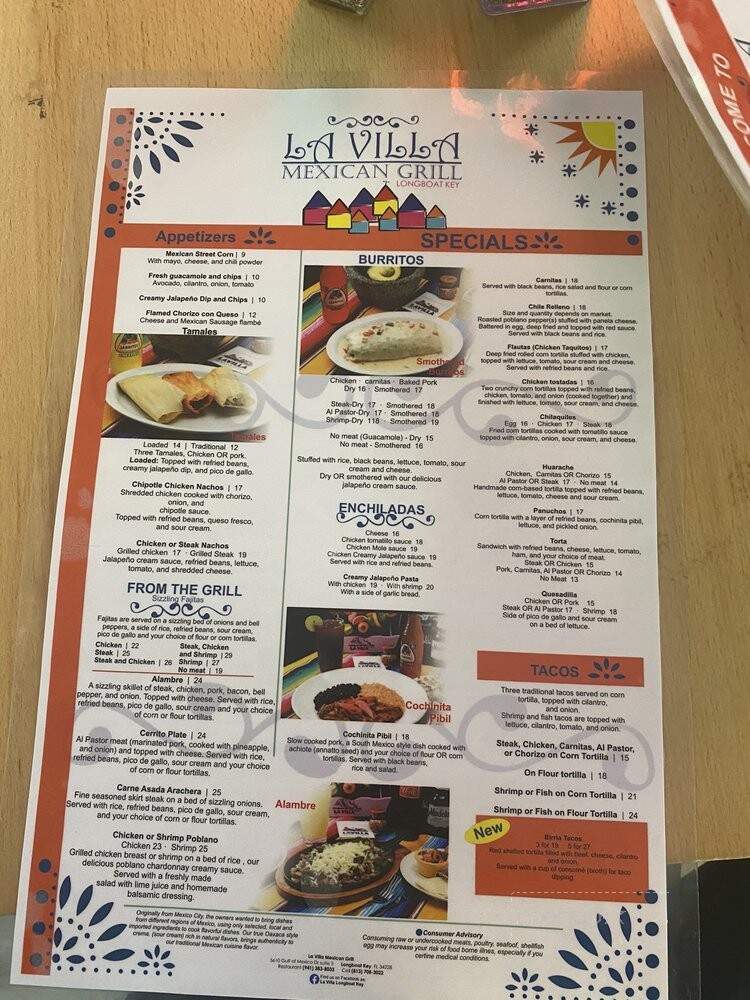 La Villa - Longboat Key, FL menu_pic
