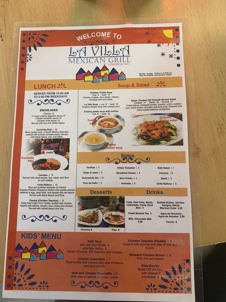 La Villa - Longboat Key, FL menu_pic