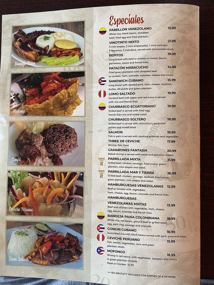 La Vinotinto Restaurant - Myrtle Beach, SC menu_pic