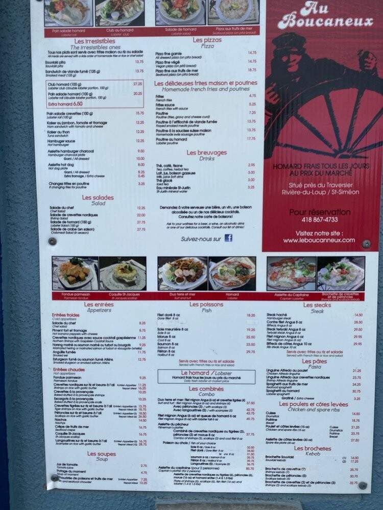 Restaurant Le Boucanneux - Riviere-Du-Loup, QC menu_pic