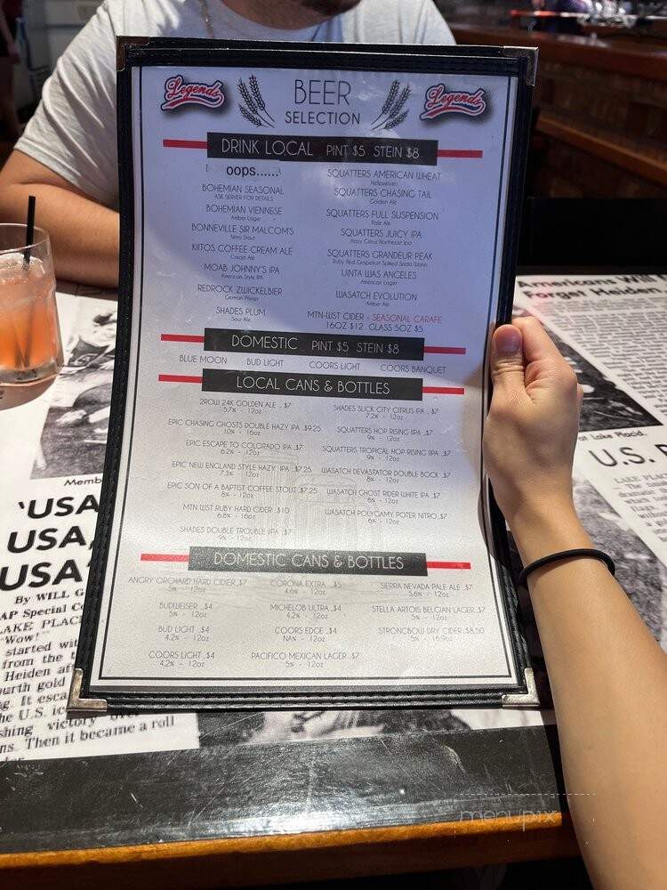 Legends Pub & Grill - Sandy, UT menu_pic