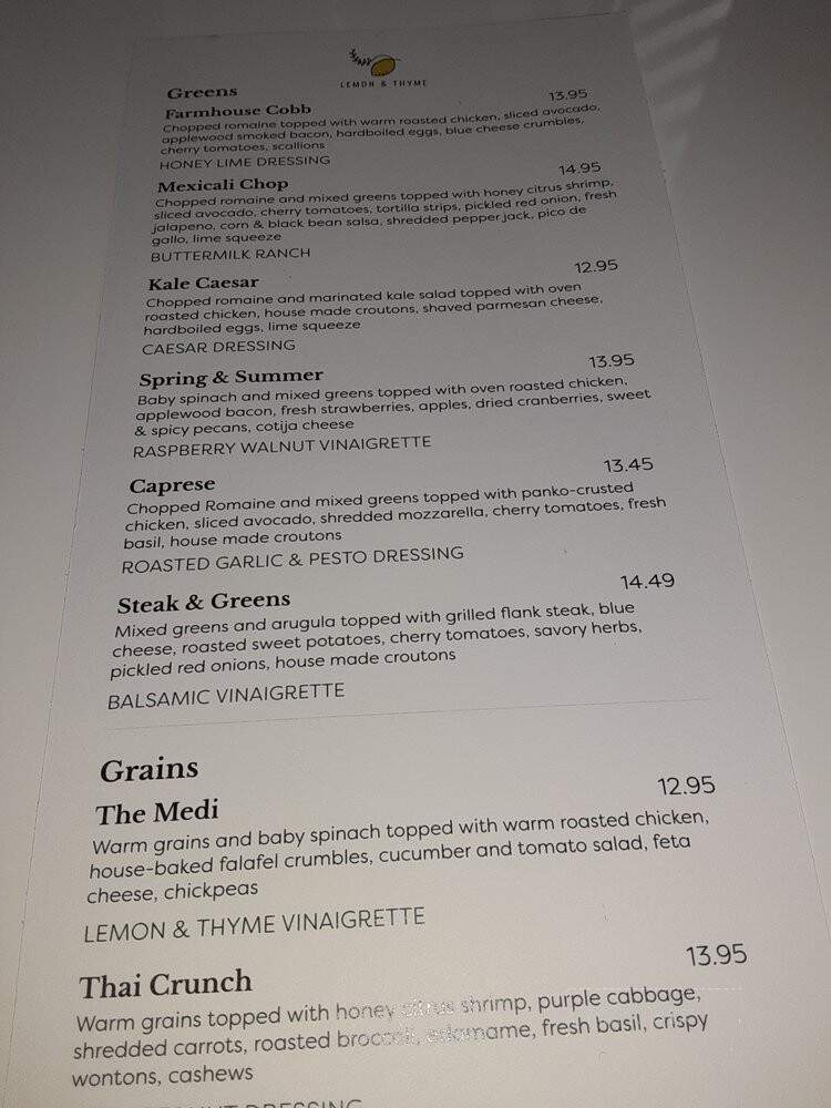 Lemon & Thyme - Tallahassee, FL menu_pic