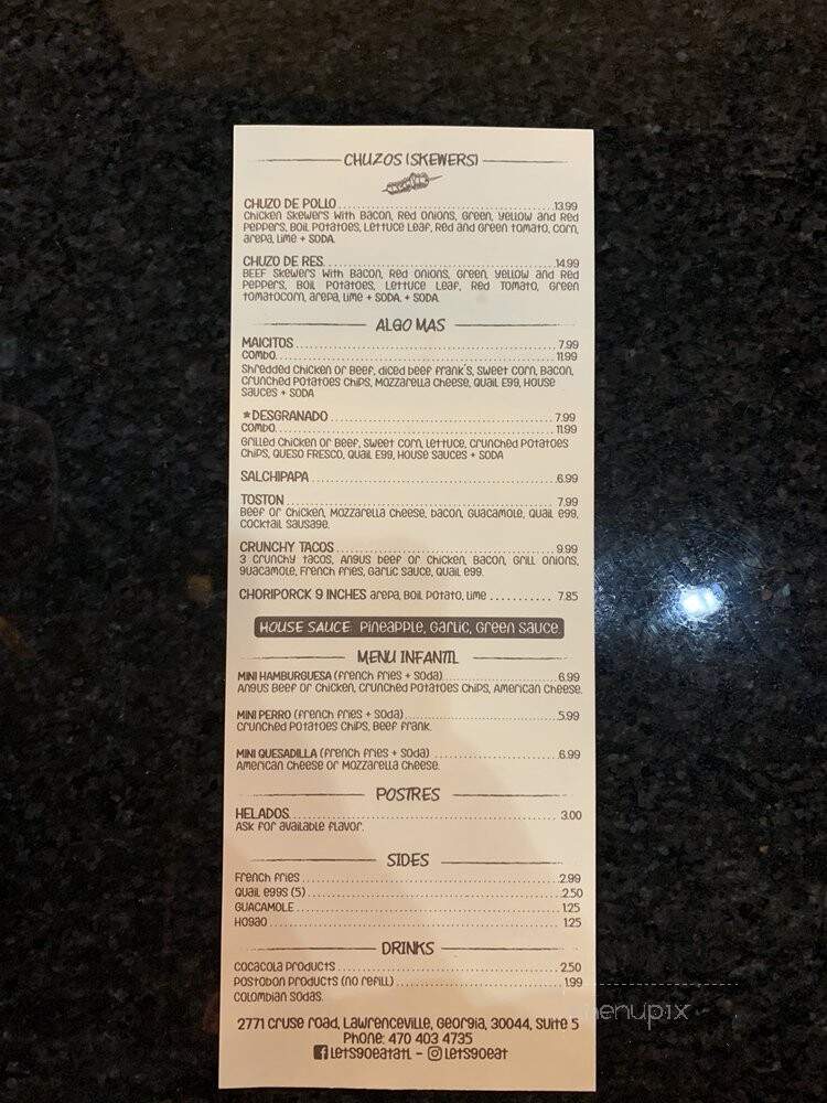 Let's Go Eat Colombian Fast Food - Lawrenceville, GA menu_pic