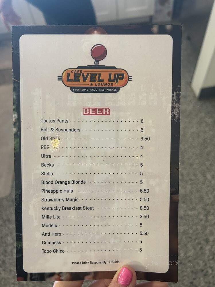 Level Up Cafe & Recovery - La Grange Park, IL menu_pic